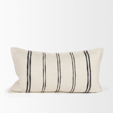 Liv 14x26 Lumbar Cream w/ Black Stripes Decorative Pillow Cover from Mercana - Luna Furniture