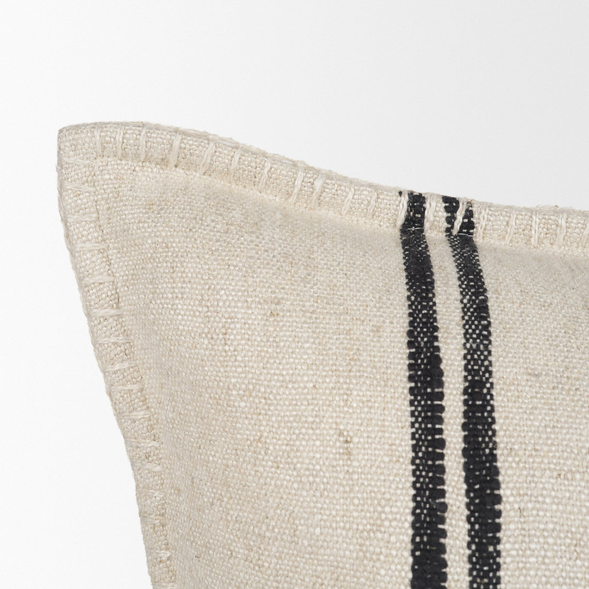 Liv 14x26 Lumbar Cream w/ Black Stripes Decorative Pillow Cover from Mercana - Luna Furniture