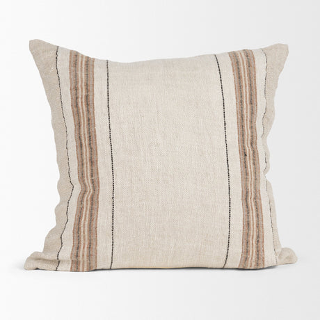 Maeve 20x20 Square Natural Linen w/ Orange Stripes Decorative Pillow Cover from Mercana - Luna Furniture