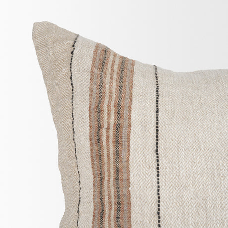 Maeve 20x20 Square Natural Linen w/ Orange Stripes Decorative Pillow Cover from Mercana - Luna Furniture