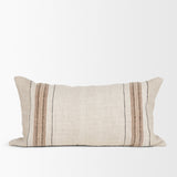 Maeve 14x26 Lumbar Natural Linen w/ Orange Stripes Decorative Pillow Cover from Mercana - Luna Furniture