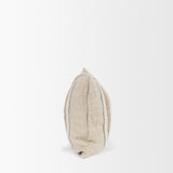 Maeve 14x26 Lumbar Natural Linen w/ Orange Stripes Decorative Pillow Cover from Mercana - Luna Furniture