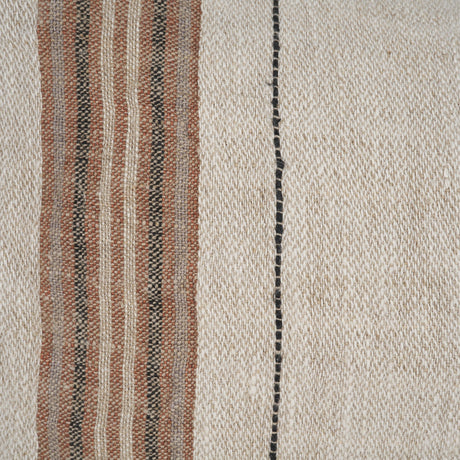 Maeve 14x26 Lumbar Natural Linen w/ Orange Stripes Decorative Pillow Cover from Mercana - Luna Furniture