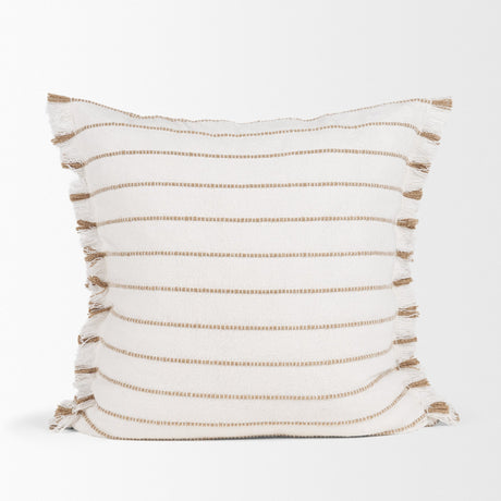Willow 20x20 Square Cream w/ Camel Stripes Decorative Pillow Cover from Mercana - Luna Furniture
