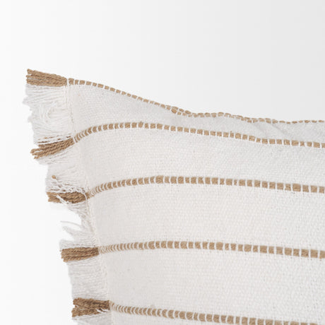 Willow 20x20 Square Cream w/ Camel Stripes Decorative Pillow Cover from Mercana - Luna Furniture