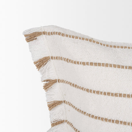 Willow 14x26 Lumbar Cream w/ Camel Stripes Decorative Pillow Cover from Mercana - Luna Furniture