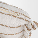 Willow 14x26 Lumbar Cream w/ Camel Stripes Decorative Pillow Cover from Mercana - Luna Furniture