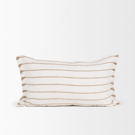 Willow 13x21 Lumbar Cream w/ Camel Stripes Decorative Pillow Cover from Mercana - Luna Furniture