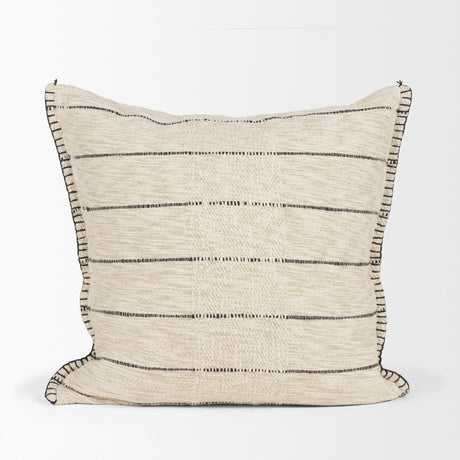 Lyle 20x20 Square Oatmeal w/ Black Stripes Decorative Pillow Cover from Mercana - Luna Furniture