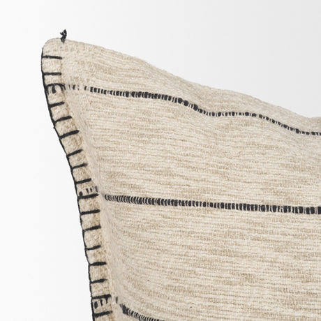 Lyle 20x20 Square Oatmeal w/ Black Stripes Decorative Pillow Cover from Mercana - Luna Furniture