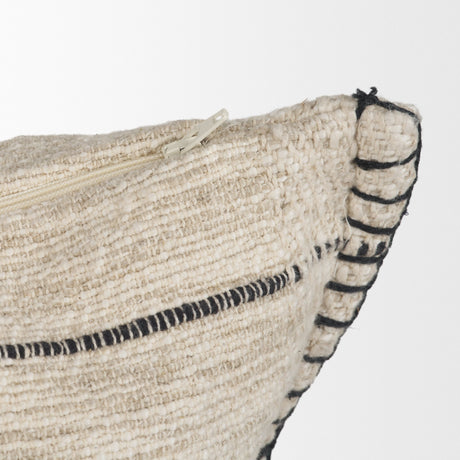 Lyle 20x20 Square Oatmeal w/ Black Stripes Decorative Pillow Cover from Mercana - Luna Furniture