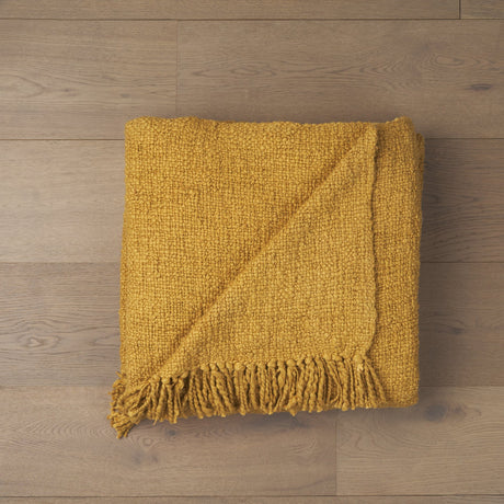 Kambal Mustard Woven Cotton Throw Blanket from Mercana - Luna Furniture