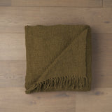 Kambal Dark Olive Green Woven Cotton Throw Blanket from Mercana - Luna Furniture