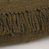 Kambal Dark Olive Green Woven Cotton Throw Blanket from Mercana - Luna Furniture