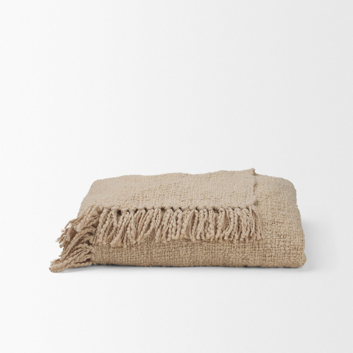 Kambal Light Beige Woven Cotton Throw Blanket from Mercana - Luna Furniture