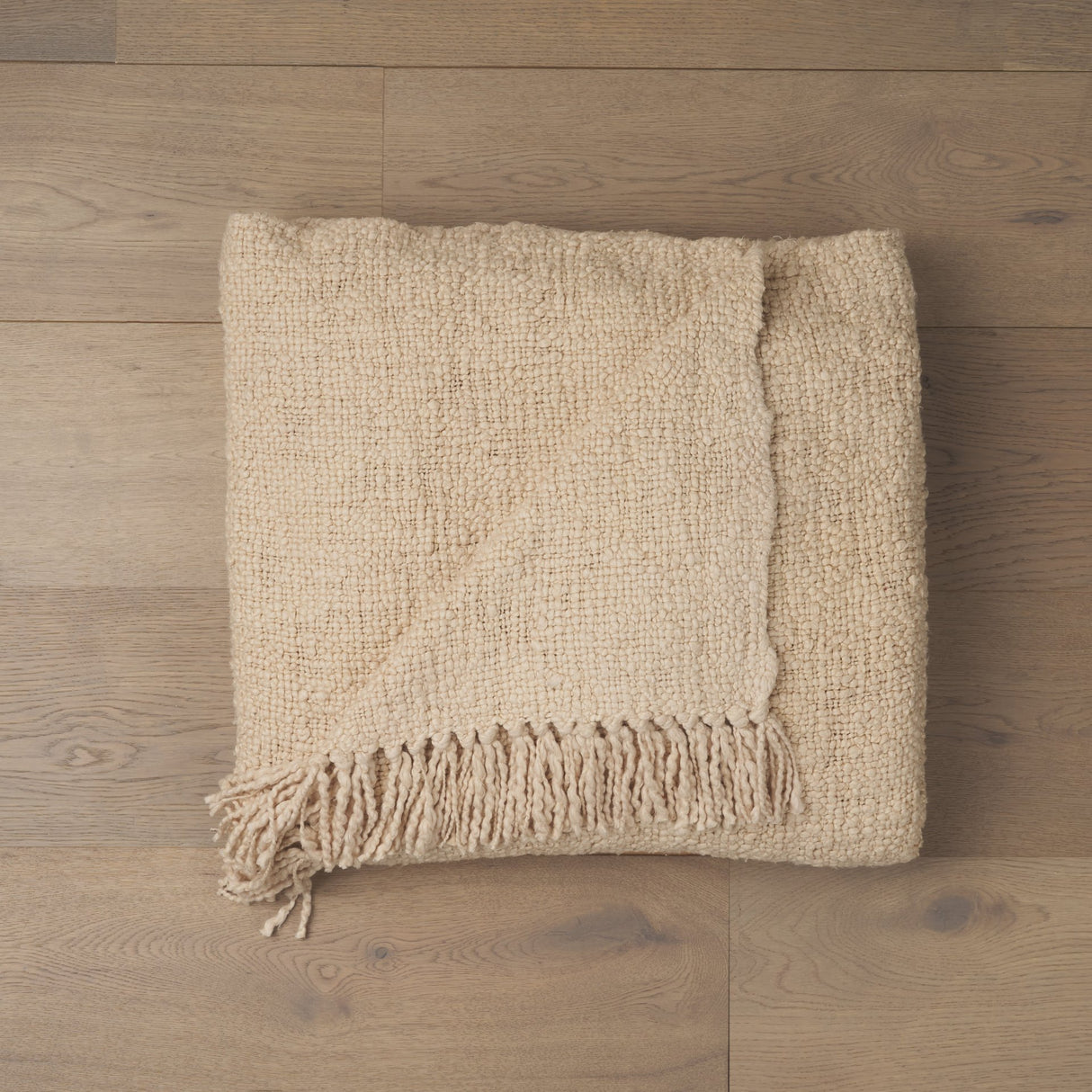 Kambal Light Beige Woven Cotton Throw Blanket from Mercana - Luna Furniture