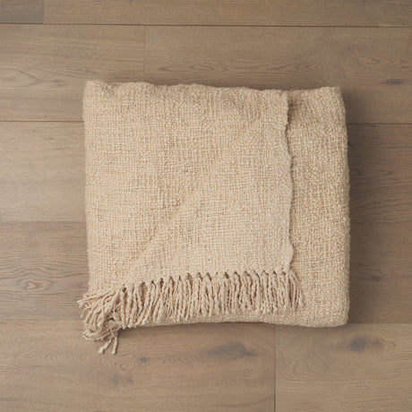 Kambal Light Beige Woven Cotton Throw Blanket from Mercana - Luna Furniture