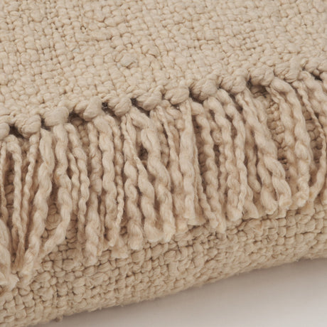 Kambal Light Beige Woven Cotton Throw Blanket from Mercana - Luna Furniture