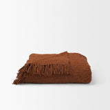 Kambal Copper Rust Woven Cotton Throw Blanket from Mercana - Luna Furniture