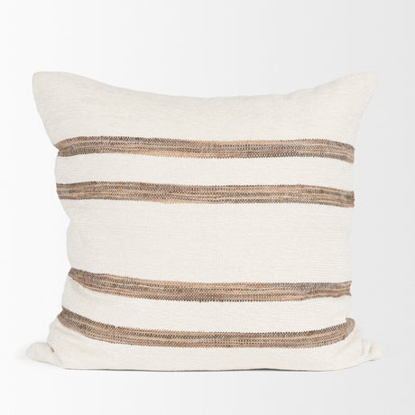 Maryn 22x22 Square Cream w/ Brown Stripes Decorative Pillow Cover from Mercana - Luna Furniture