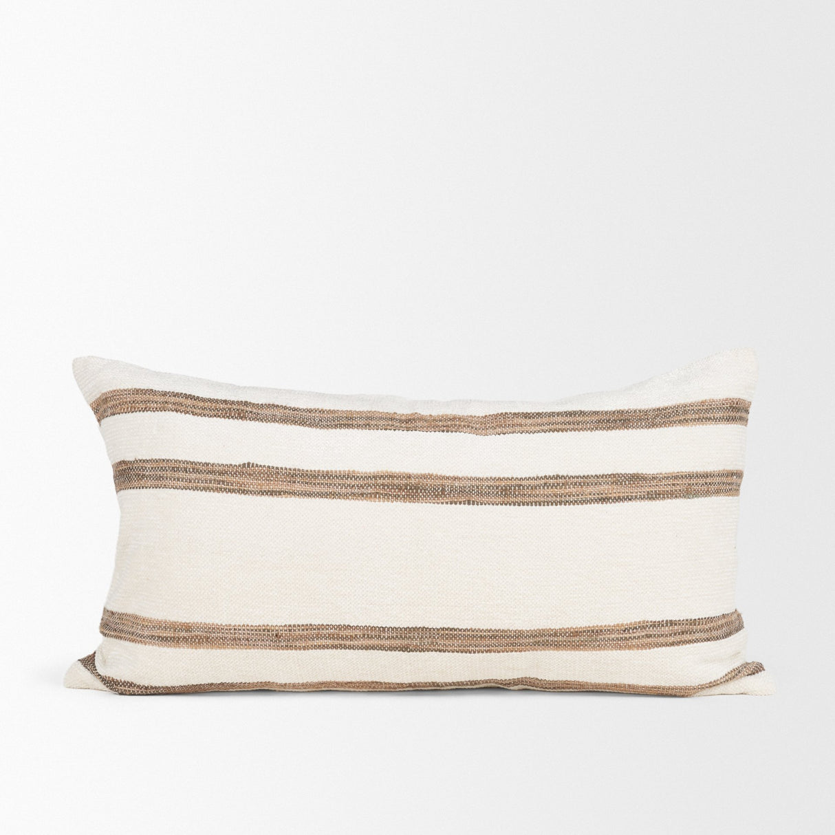 Maryn 14x26 Lumbar Cream w/ Brown Stripes Decorative Pillow Cover from Mercana - Luna Furniture