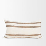 Maryn 14x26 Lumbar Cream w/ Brown Stripes Decorative Pillow Cover from Mercana - Luna Furniture