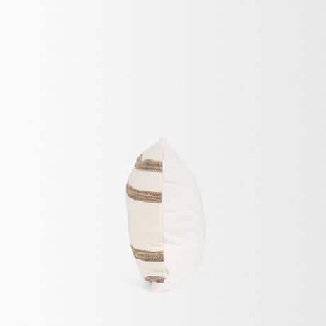Maryn 14x26 Lumbar Cream w/ Brown Stripes Decorative Pillow Cover from Mercana - Luna Furniture
