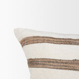 Maryn 14x26 Lumbar Cream w/ Brown Stripes Decorative Pillow Cover from Mercana - Luna Furniture