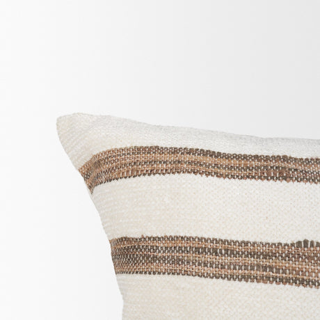 Maryn 14x26 Lumbar Cream w/ Brown Stripes Decorative Pillow Cover from Mercana - Luna Furniture