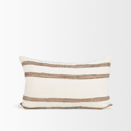 Maryn 13x21 Lumbar Cream w/ Brown Stripes Decorative Pillow Cover from Mercana - Luna Furniture