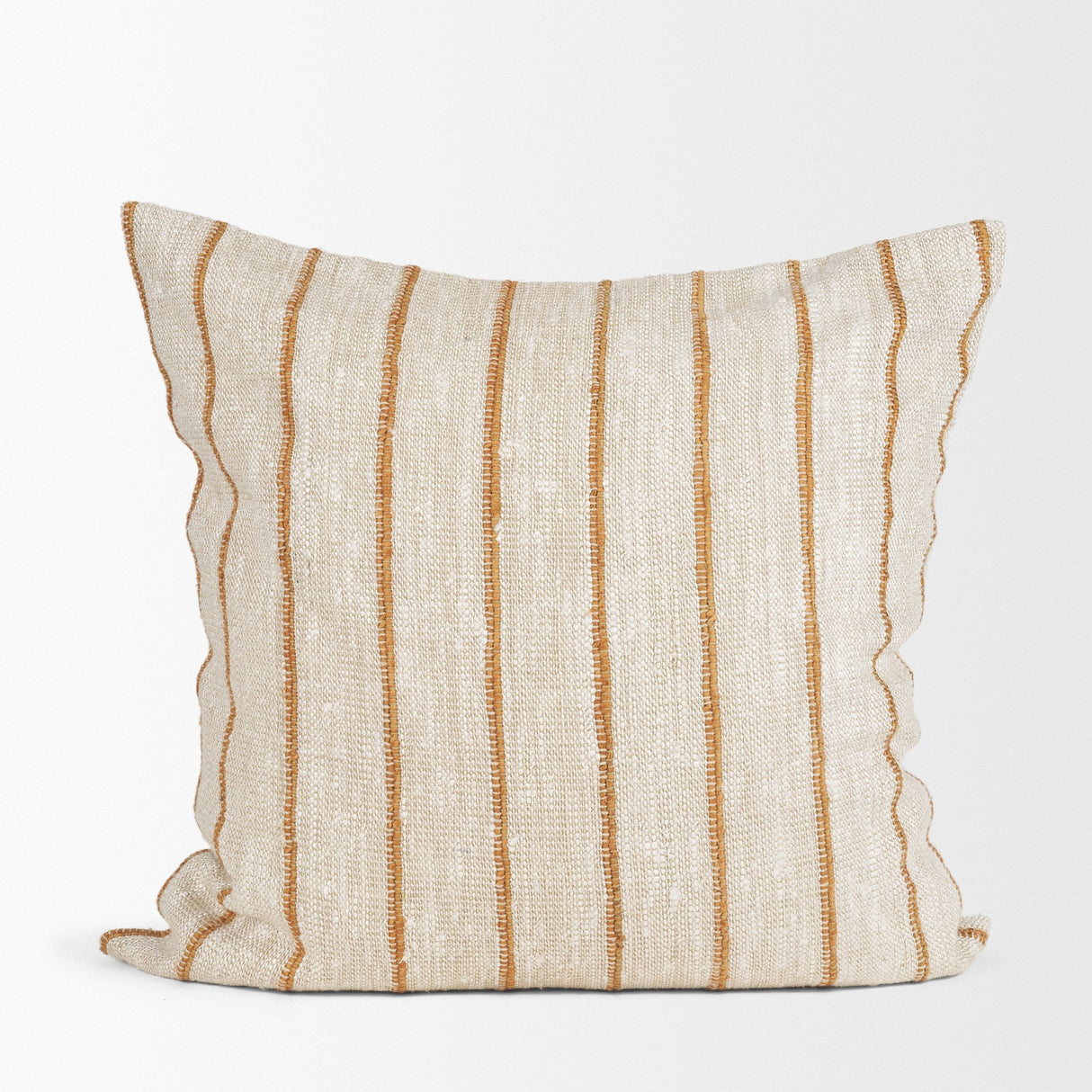 Merrick 22x22 Square Natural Beige w/ Orange Stripes Decorative Pillow from Mercana - Luna Furniture