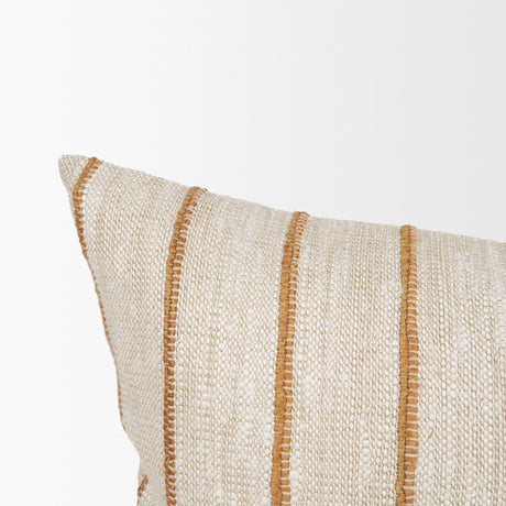 Merrick 14x26 Lumbar Natural Beige w/ Orange Stripes Decorative Pillow from Mercana - Luna Furniture