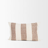 Levon 13x21 Lumbar Plush Cream w/ Orange Dashed Stripes Decorative Pillow Cover from Mercana - Luna Furniture