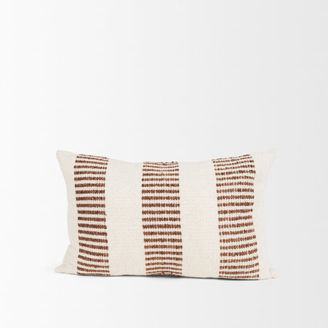 Levon 13x21 Lumbar Plush Cream w/ Orange Dashed Stripes Decorative Pillow Cover from Mercana - Luna Furniture