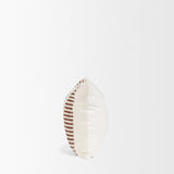 Levon 13x21 Lumbar Plush Cream w/ Orange Dashed Stripes Decorative Pillow Cover from Mercana - Luna Furniture