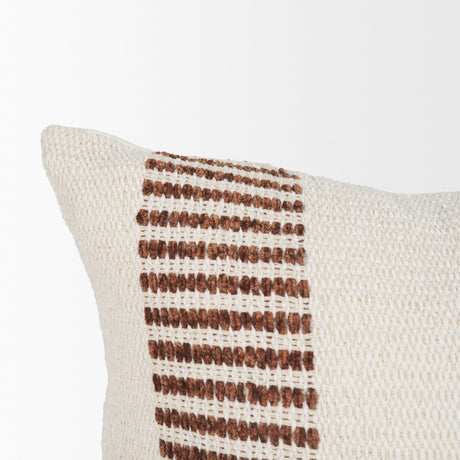 Levon 13x21 Lumbar Plush Cream w/ Orange Dashed Stripes Decorative Pillow Cover from Mercana - Luna Furniture