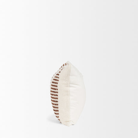 Levon 14x26 Lumbar Plush Cream w/ Orange Dashed Stripes Decorative Pillow Cover from Mercana - Luna Furniture