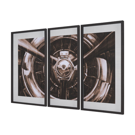 Vintage Propeller (Sepia) (Set of 3) by Ethan Harper Framed Artwork Matted under Glass from Mercana - Luna Furniture