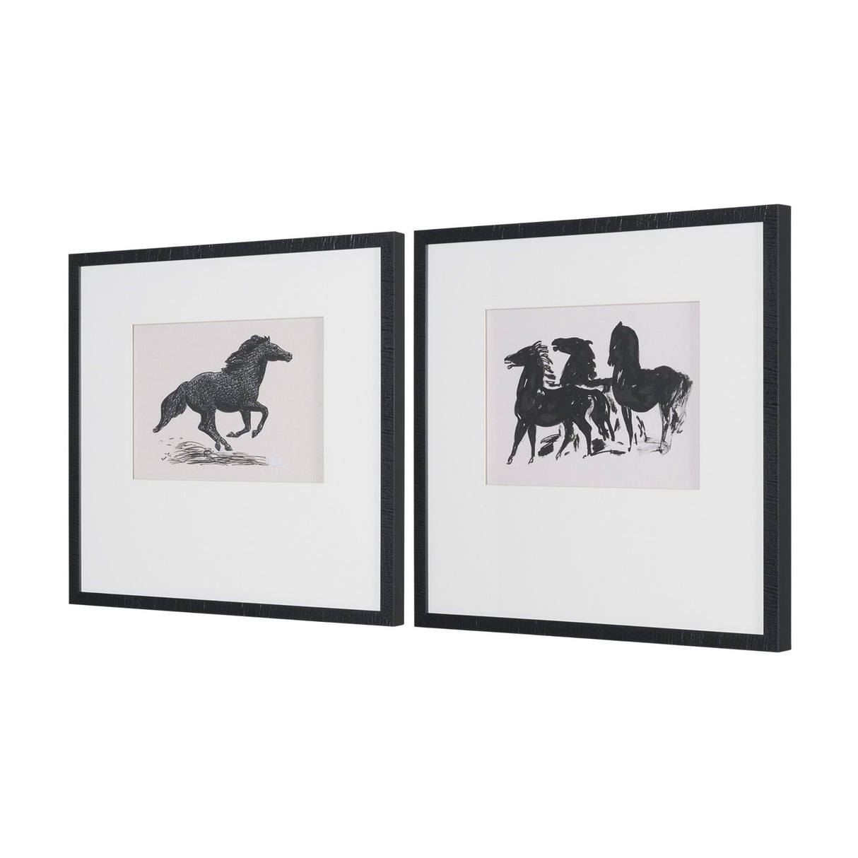 Zwarte Paarden (Set of 2) by Leo Gestel Hand-Embellished Framed Artwork Matted under Glass from Mercana - Luna Furniture