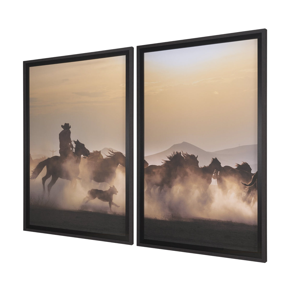 Dusty Herd Chase (Set of 2) by Ismail Atabek FramedPhoto Print Matted under Glass from Mercana - Luna Furniture