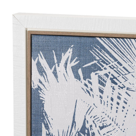 Palm Shadow I (Blue) by Mercana Studio Hand-Embellished Textured Framed Canvas Artwork from Mercana - Luna Furniture