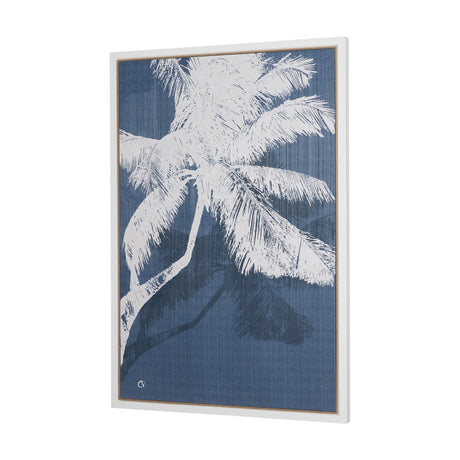 Palm Shadow II (Blue) by Mercana Studio Hand-Embellished Textured Framed Canvas Artwork from Mercana - Luna Furniture