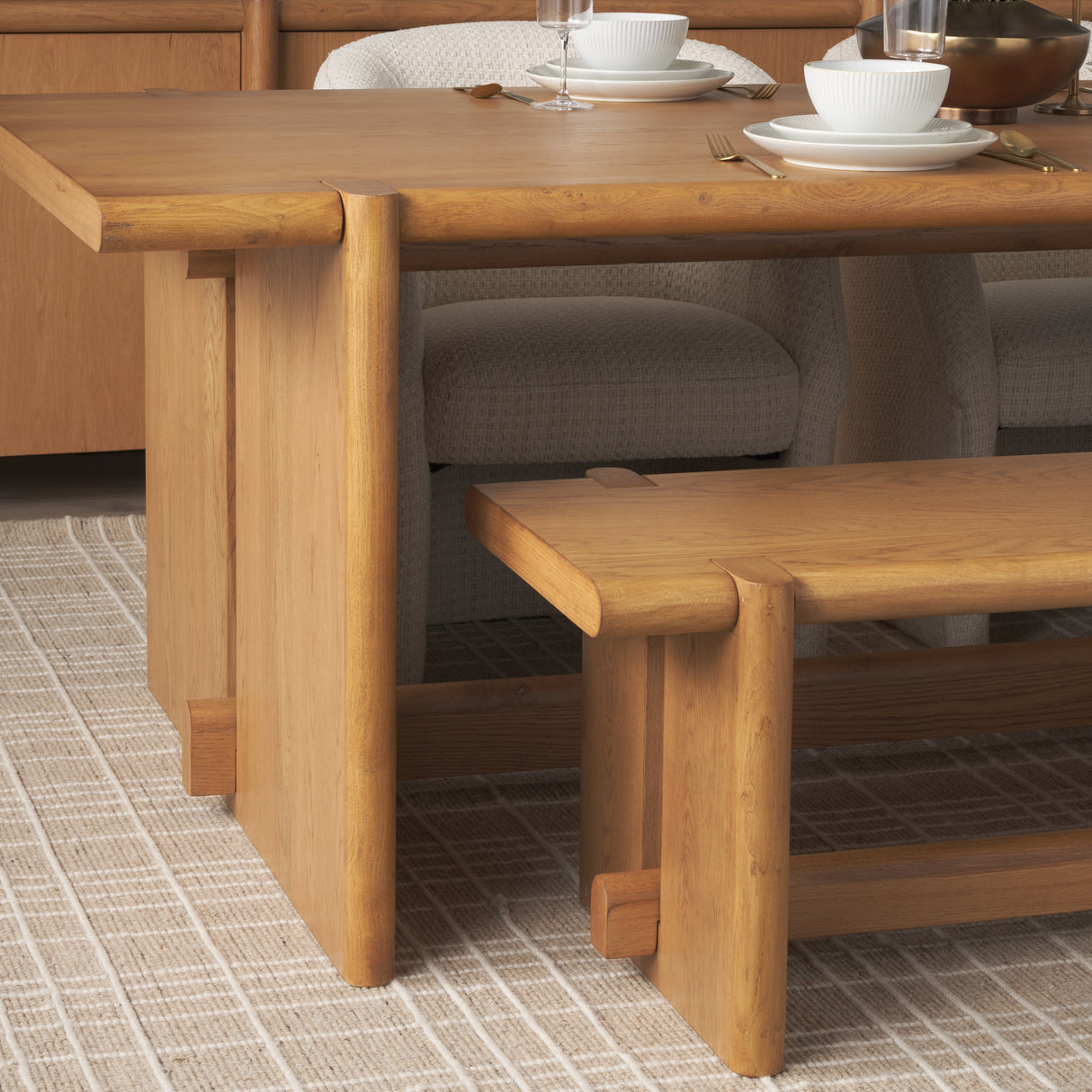 Rowan 94" Light Brown Oak Wood Rectangular Dining Table from Mercana - Luna Furniture