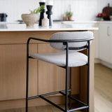 Parker Gray Fabric Seat Black Metal Counter Stool from Mercana - Luna Furniture
