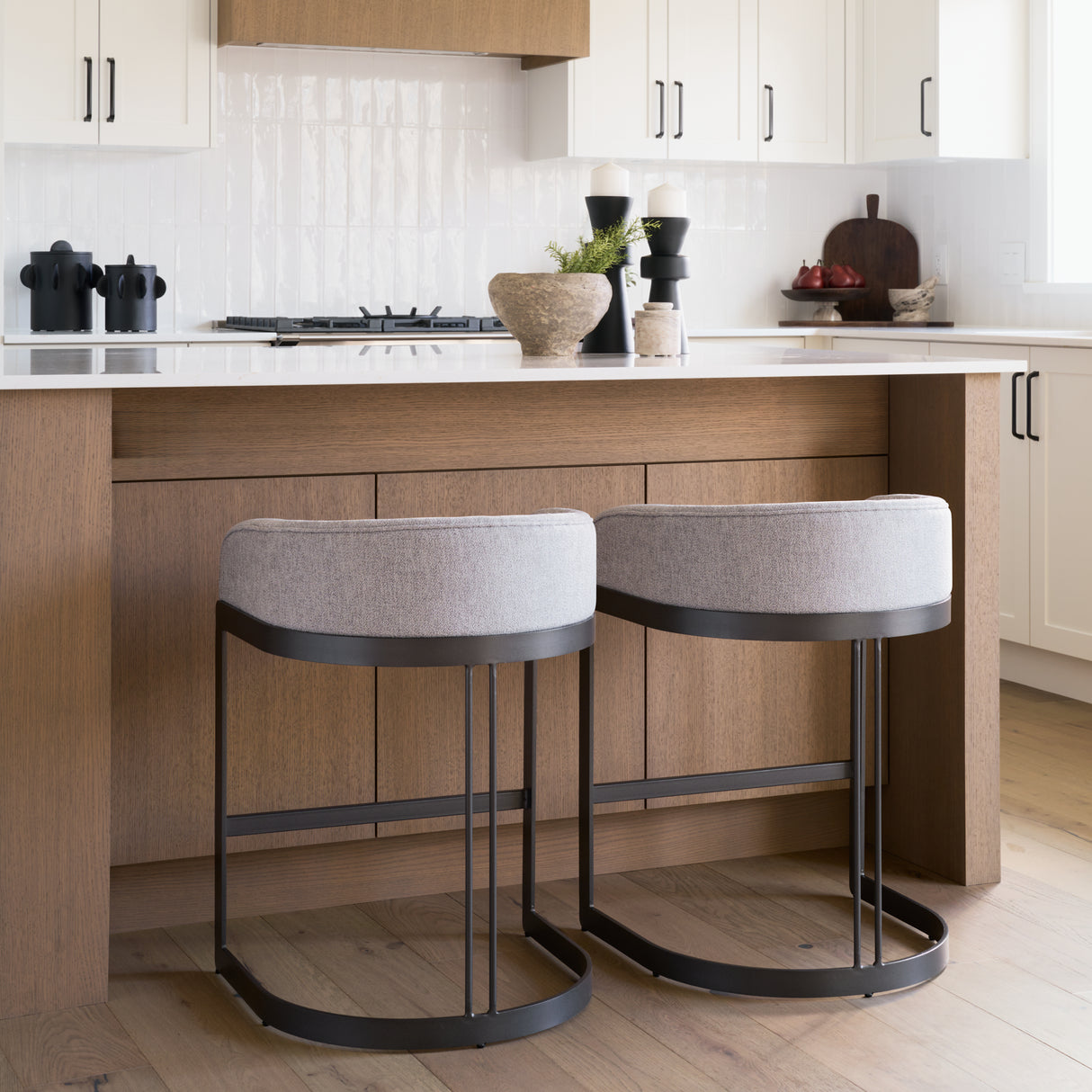 Hollyfield II Gray Fabric Seat W/ Gray Metal Base Counter Stool from Mercana - Luna Furniture