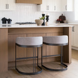 Hollyfield II Gray Fabric Seat W/ Gray Metal Base Counter Stool from Mercana - Luna Furniture