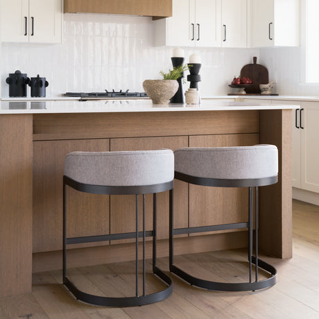 Hollyfield II Gray Fabric Seat W/ Gray Metal Base Counter Stool from Mercana - Luna Furniture
