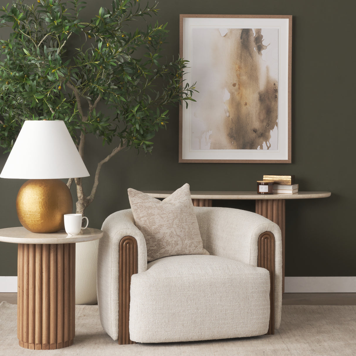 Kornelia Soft Oatmeal Fabric Barrel Accent Chair from Mercana - Luna Furniture