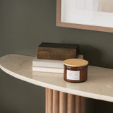 Marbrello Botticino Marble Top Light Brown Fluted Wood Half Moon Console Table from Mercana - Luna Furniture