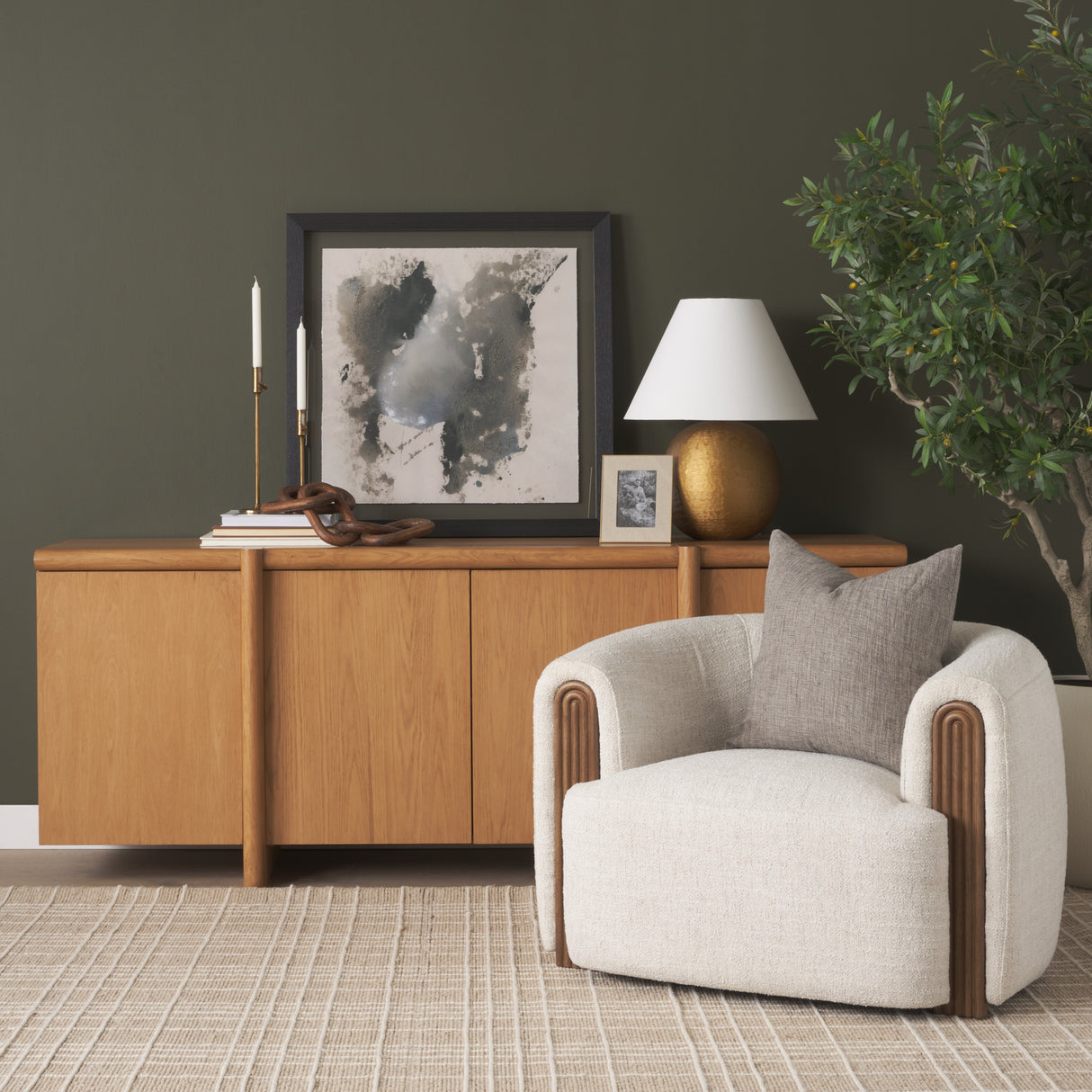 Kornelia Soft Oatmeal Fabric Barrel Accent Chair from Mercana - Luna Furniture